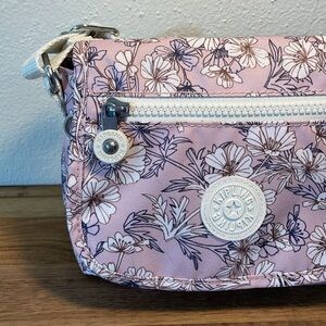 Kipling Sabian Pink Floral Nylon Adjustable Strap Crossbody Mini Purse Magnet